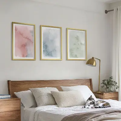 Pastellfärgade akvarellstrukturer tavlor i set om 3