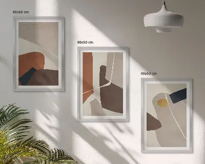 Abstrakt bohomålning tavelset med ramar