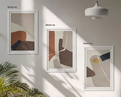 Abstrakt bohomålning tavelset med ramar