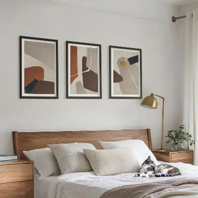 Abstrakt bohomålning tavelset med ramar