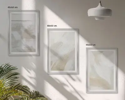 Abstrakta penseldrag set om 3 tavlor
