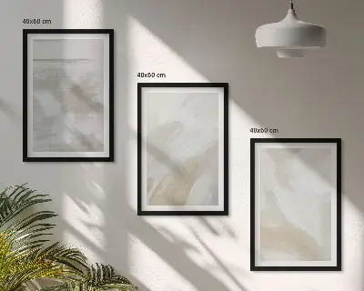 Abstrakta penseldrag set om 3 tavlor