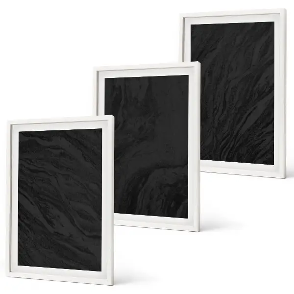 Set med 3 tavlor med motiv av mörk marmor och eleganta texturer
