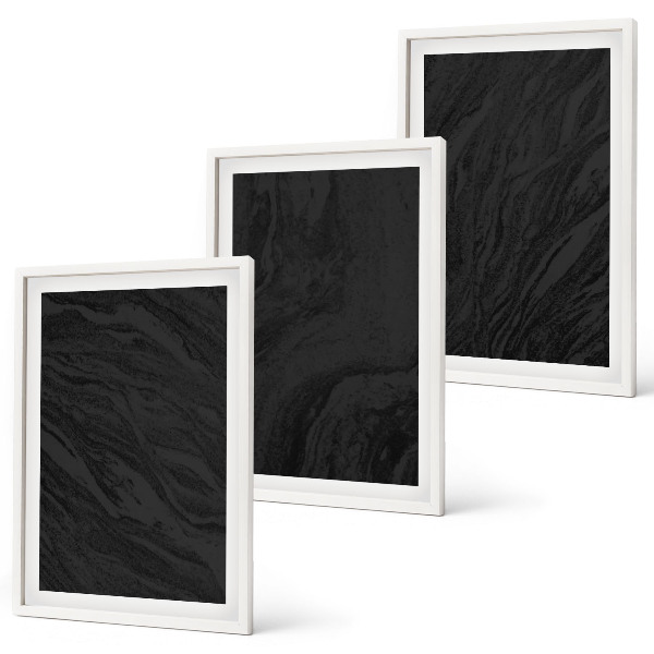 Set om 3 tavlor Mörk marmor eleganta texturer