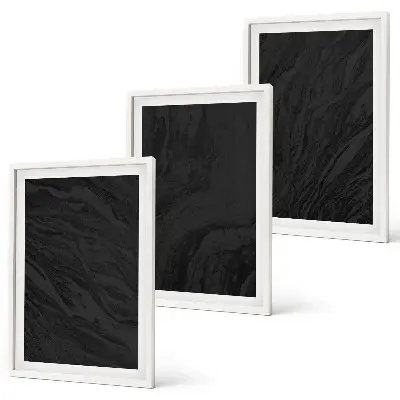 Set med 3 tavlor med motiv av mörk marmor och eleganta texturer