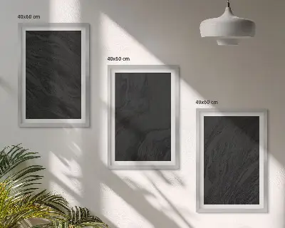 Set med 3 tavlor med motiv av mörk marmor och eleganta texturer