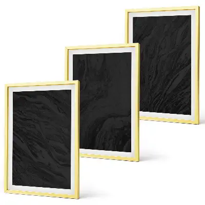 Set med 3 tavlor med motiv av mörk marmor och eleganta texturer