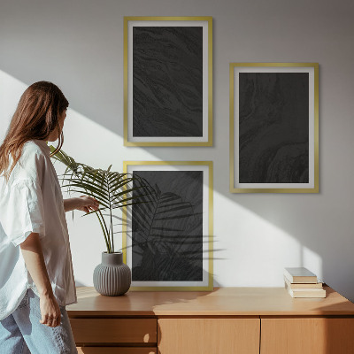 Set om 3 tavlor Mörk marmor eleganta texturer
