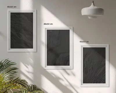 Set med 3 tavlor med motiv av mörk marmor och eleganta texturer