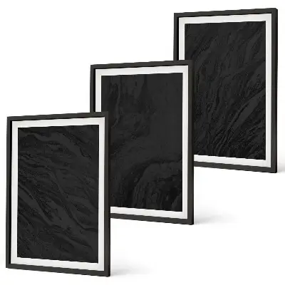 Set med 3 tavlor med motiv av mörk marmor och eleganta texturer