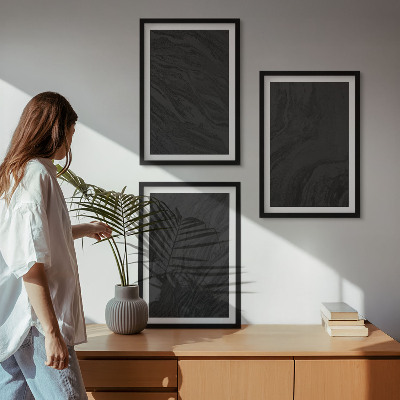Set om 3 tavlor Mörk marmor eleganta texturer