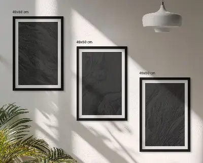 Set med 3 tavlor med motiv av mörk marmor och eleganta texturer