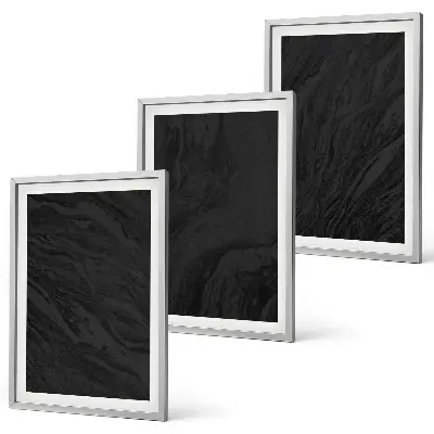 Set med 3 tavlor med motiv av mörk marmor och eleganta texturer