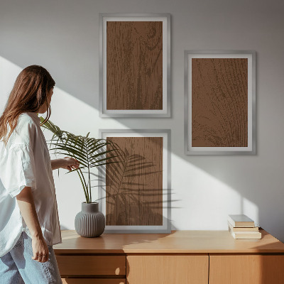Tavelpaket med ramar Trästruktur bark minimalism