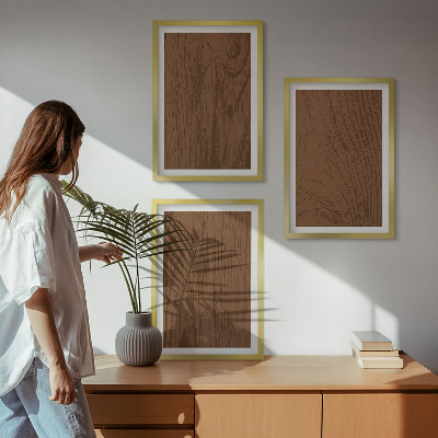 Tavelpaket med ramar Trästruktur bark minimalism