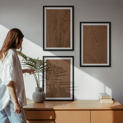 Tavelpaket med ramar Trästruktur bark minimalism