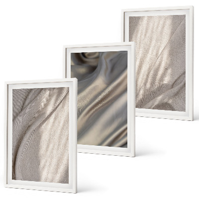 Set om 3 tavlor Naturliga boho-tyger närbild