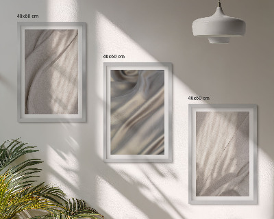 Set om 3 tavlor Naturliga boho-tyger närbild