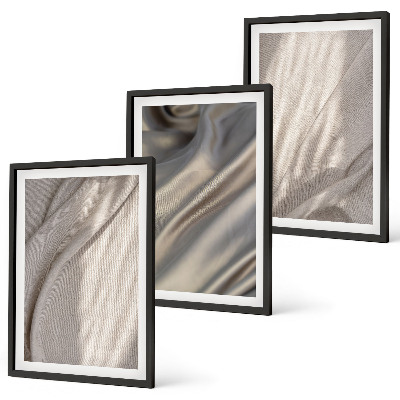 Set om 3 tavlor Naturliga boho-tyger närbild