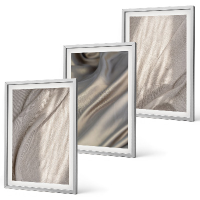 Set om 3 tavlor Naturliga boho-tyger närbild