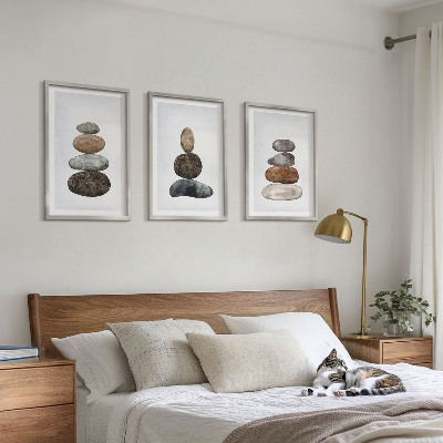 Tavelset ovanför soffa Minimalistiska boho stenar