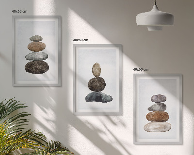 Tavelset ovanför soffa Minimalistiska boho stenar
