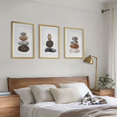 Tavelset ovanför soffa Minimalistiska boho stenar