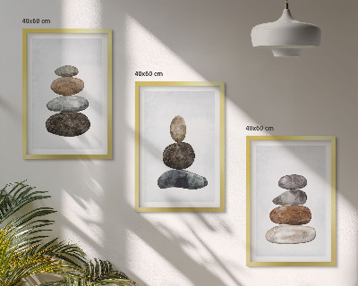 Tavelset ovanför soffa Minimalistiska boho stenar