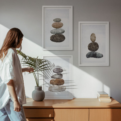Tavelset ovanför soffa Minimalistiska boho stenar