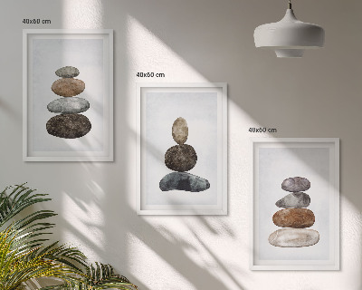 Tavelset ovanför soffa Minimalistiska boho stenar