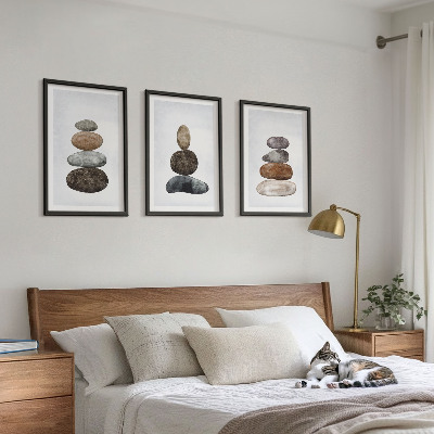 Tavelset ovanför soffa Minimalistiska boho stenar