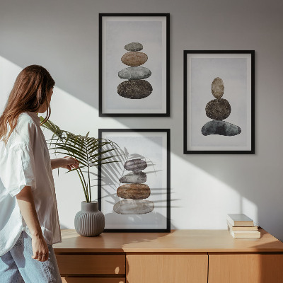 Tavelset ovanför soffa Minimalistiska boho stenar