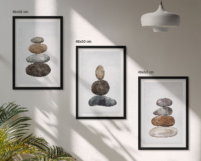 Tavelset ovanför soffa Minimalistiska boho stenar