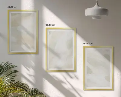 Tavelvägg med ramar abstrakt motiv i ljusa boho-färger