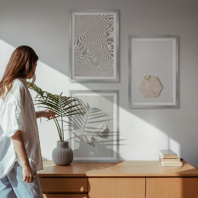 Set om 3 tavlor Ljusa boho sandtexturer