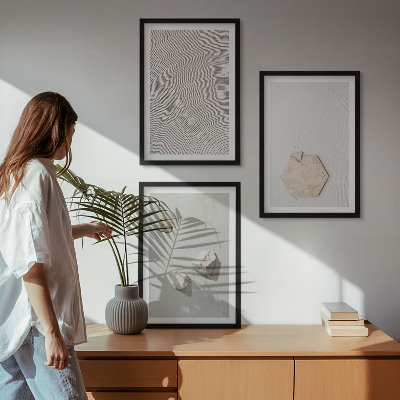 Set om 3 tavlor Ljusa boho sandtexturer