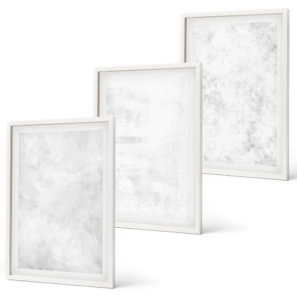 Set om 3 tavlor Vita fläckar minimalistisk bakgrund