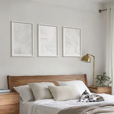 Set med 3 tavlor minimalistisk bakgrund med vita fläckar