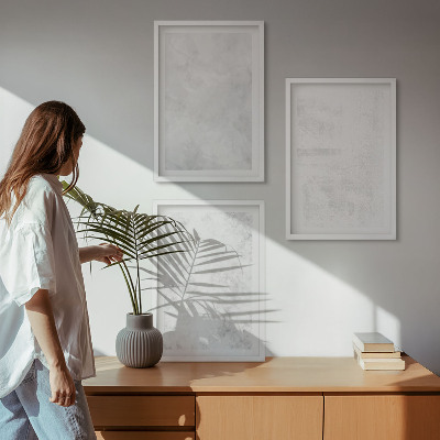 Set om 3 tavlor Vita fläckar minimalistisk bakgrund