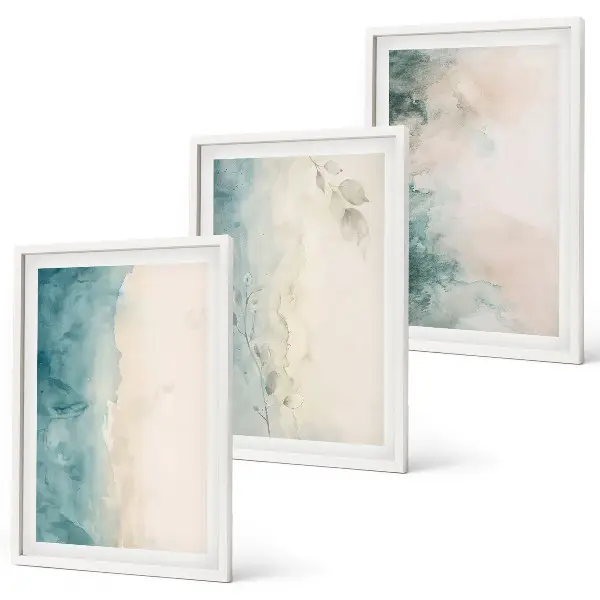 Akvarellmålning minimalism set om 3 tavlor