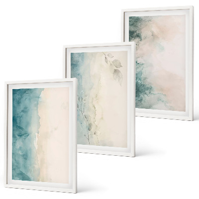 Set om 3 tavlor Akvarellmålning minimalism