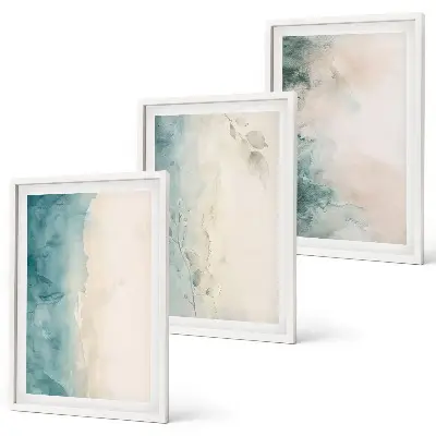 Akvarellmålning minimalism set om 3 tavlor