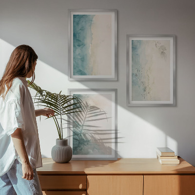 Set om 3 tavlor Akvarellmålning minimalism