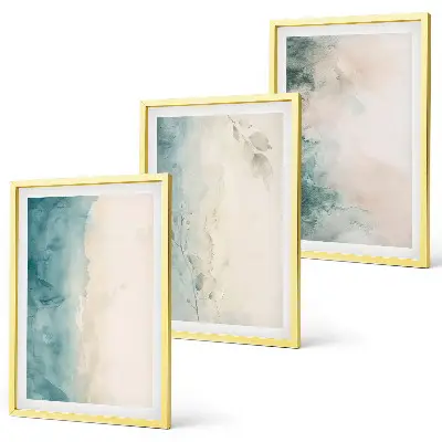 Akvarellmålning minimalism set om 3 tavlor