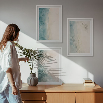 Set om 3 tavlor Akvarellmålning minimalism