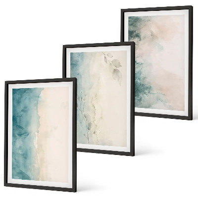 Set om 3 tavlor Akvarellmålning minimalism