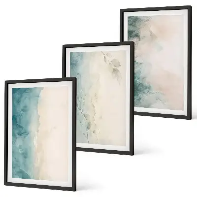 Akvarellmålning minimalism set om 3 tavlor