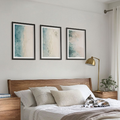 Set om 3 tavlor Akvarellmålning minimalism