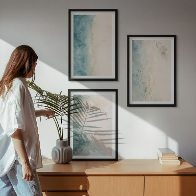 Set om 3 tavlor Akvarellmålning minimalism