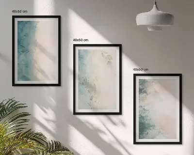 Akvarellmålning minimalism set om 3 tavlor